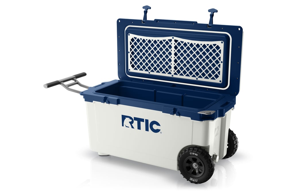 RTIC Ultra-Tough RTIC Ultra-Tough 72 QT Ultra-Light Wheeled Cooler - Cool Grey & Navy - Image 3