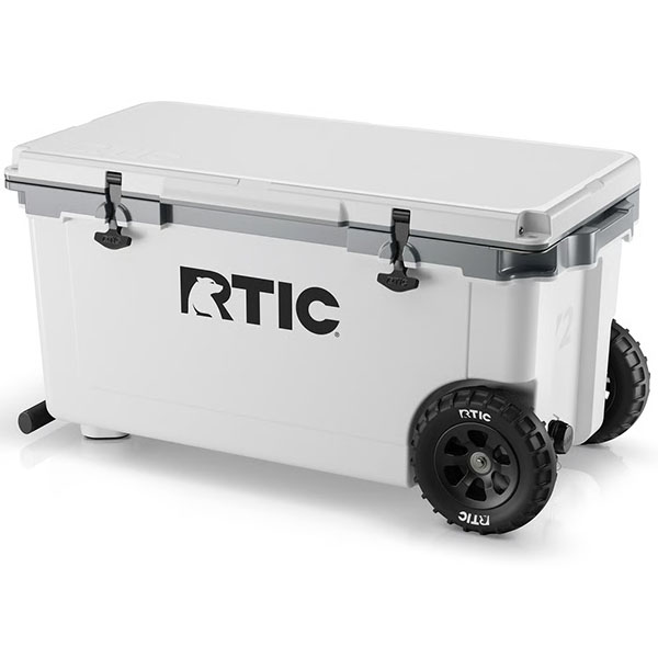 RTIC Ultra-Tough RTIC Ultra-Tough 72 QT Ultra-Light Wheeled Cooler - White & Grey