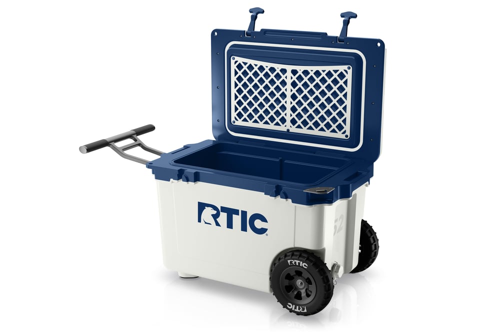 RTIC Ultra-Tough RTIC Ultra-Tough 52 QT Ultra-Light Wheeled Cooler - Cool Grey & Navy - Image 3